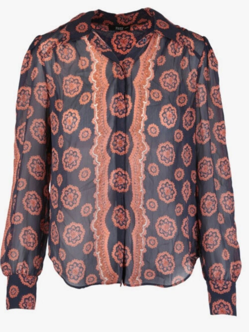 Paige Caraway Periscope & Dhalia 100% Silk Print Blouse Medium - Picture 1 of 9